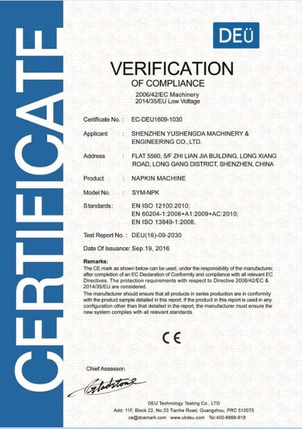 China Dongguan Runda Tissue Paper Equipment Co.,LTD certificaciones